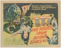 6m0146 IT! THE TERROR FROM BEYOND SPACE TC 1958 great artwork of wacky monster with victim!