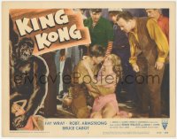 6m0153 KING KONG LC #2 R1956 Robert Armstrong looks at Bruce Cabot holding beautiful Fay Wray!