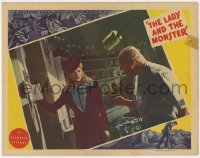 6m0155 LADY & THE MONSTER LC 1944 Erich von Stroheim with gun poitning at scared Vera Ralston!