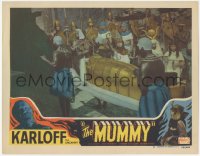 6m0172 MUMMY LC #5 R1951 Boris Karloff watches Egyptians carrying golden sarcophagus, Realart!