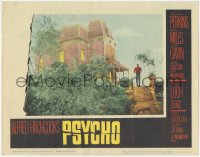 6m0189 PSYCHO LC #3 1960 Alfred Hitchcock, most desired iconic far shot of Anthony Perkins by house!