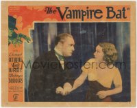 6m0226 VAMPIRE BAT LC 1933 close up of crazed Lionel Atwill glaring at scared Fay Wray, ultra rare!