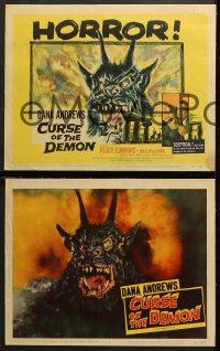 6m0252 NIGHT OF THE DEMON 8 LCs 1957 Tourneur's monster from Hell, Curse of the Demon, complete set!