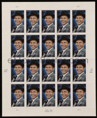 6p0172 FRANK SINATRA USPS uncut stamp sheet 2007 great portrait with facsimile signature, 20 stamps!