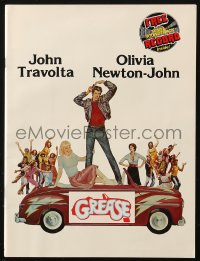 6p1021 GREASE souvenir program book 1978 John Travolta & Olivia Newton-John, includes vinyl record!