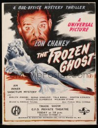 6p0572 FROZEN GHOST English trade ad 1945 Kay art of Lon Chaney Jr. and scared Elena Verdugo!