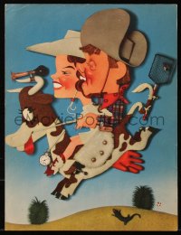 6p0613 GIRL CRAZY trade ad 1943 Kapralik art of Mickey Rooney & Judy Garland in cowboy hats!