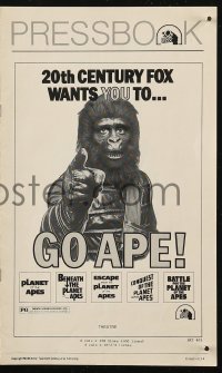 6p0811 GO APE pressbook 1974 5-bill Planet of the Apes, great Uncle Sam parody image!