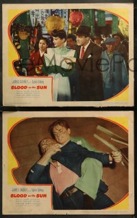 6r1025 BLOOD ON THE SUN 4 LCs 1945 great images of sexy Sylvia Sidney & James Cagney!