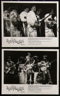 6r0597 BEATLEMANIA presskit w/ 5 stills 1981 great psychedelic artwork of The Beatles impersonators by Kim Passey!