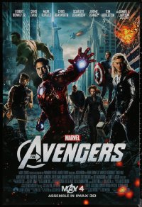 6s0920 AVENGERS advance DS 1sh 2012 Robert Downey Jr & The Hulk, assemble 2012!