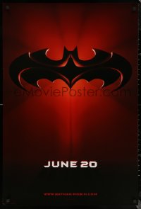 6s0929 BATMAN & ROBIN advance DS 1sh 1997 Clooney, O'Donnell, cool image of bat symbol!