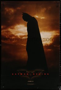 6s0931 BATMAN BEGINS teaser DS 1sh 2005 June 17, full-length image of Christian Bale in title role!