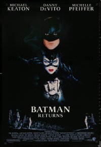 6s0934 BATMAN RETURNS 1sh 1992 Michael Keaton, Danny DeVito, Michelle Pfeiffer, Tim Burton!