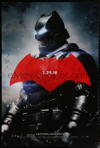 6s0938 BATMAN V SUPERMAN teaser DS 1sh 2016 cool image of armored Ben Affleck in title role!