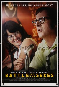 6s0940 BATTLE OF THE SEXES int'l DS 1sh 2017 Emma Stone, based on a true story, images of top cast!