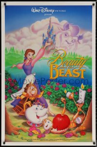 6s0945 BEAUTY & THE BEAST DS 1sh 1991 Walt Disney cartoon classic, art of cast by John Hom!