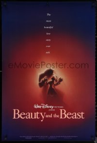 6s0944 BEAUTY & THE BEAST DS 1sh 1991 Disney cartoon classic, romantic dancing art by John Alvin!