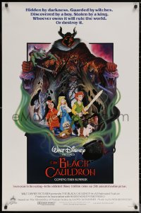 6s0951 BLACK CAULDRON advance 1sh 1985 first Walt Disney CG, cool fantasy art by Paul Wenzel!