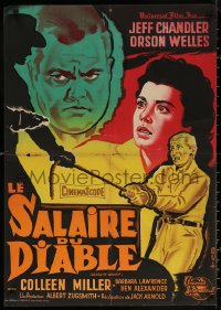 6s0542 MAN IN THE SHADOW French 22x32 1958 Chandler, Orson Welles & Miller, Belinsky art, rare!