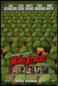 6s1141 MARS ATTACKS! int'l advance 1sh 1996 directed by Tim Burton, great image of brainy aliens!