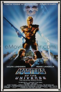 6s1144 MASTERS OF THE UNIVERSE 1sh 1987 image of Dolph Lundgren as He-Man & Langella as Skeletor!