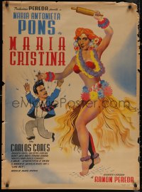 6s0417 MARIA CRISTINA Mexican poster 1951 Maria Antonieta Pons in sexy hula outfit w/rolling pin!