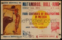 6s0355 MATAMOROS BULL-RING 13x20 Mexican special poster 1950s Flores bullfighting toreador matador art!