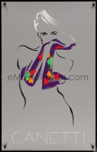 6s0139 MICHEL CANETTI 25x39 French art print 1989 art of a sexy woman wearing colorful gloves!