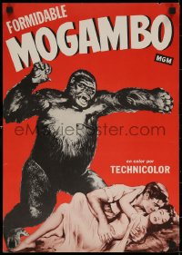 6s0357 MOGAMBO 16x22 special poster 1953 art of Clark Gable, Ava Gardner & giant African ape!