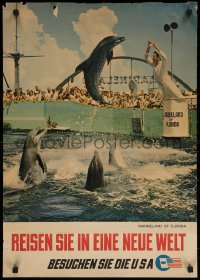 6s0150 BESUCHEN SIE DIE USA 20x29 travel poster 1960s Visit Marineland, image of leaping dolphin!