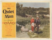 6w1204 QUIET MAN LC #2 1951 directed by John Ford, John Wayne & Maureen O'Hara by rocky stream!