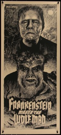 6x0741 FRANKENSTEIN MEETS THE WOLF MAN #25/225 16x36 art print 2014 Mondo, Elvisdead, regular ed.!