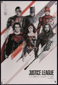 6x1077 JUSTICE LEAGUE #2/250 24x36 art print 2017 Mondo, art by Oliver Barrett!