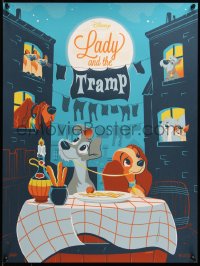 6x1119 LADY & THE TRAMP #2/255 18x24 art print 2017 Mondo, spaghetti scene art by Dave Perillo!