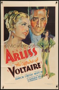 7a0334 VOLTAIRE 1sh 1933 great art of George Arliss, sexy Doris Kenyon & Margaret Lindsay!