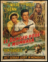 7b0149 BEYOND MOMBASA Belgian 1957 Cornel Wilde, Donna Reed, Leo Genn, adventure beyond compare!