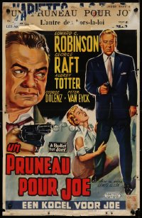 7b0156 BULLET FOR JOEY Belgian 1955 different Wik art of George Raft & Edward G. Robinson!