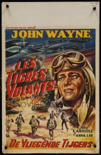 7b0177 FLYING TIGERS Belgian R1950s John Wayne, Carroll, Anna Lee, art of WWII airplanes!