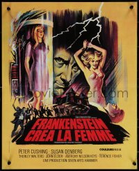 7b0528 FRANKENSTEIN CREATED WOMAN French 17x21 1967 cool art of Peter Cushing & sexy Susan Denberg!