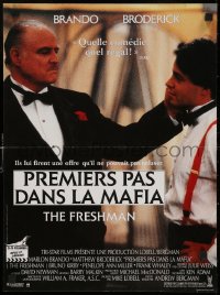 7b0531 FRESHMAN French 15x20 1990 close-up of student Matthew Broderick & mobster Marlon Brando!