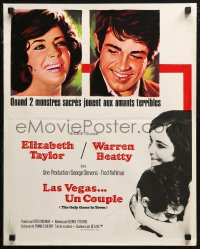 7b0576 ONLY GAME IN TOWN French 18x22 1969 Grinsson art of Elizabeth Taylor & Warren Beatty!