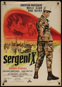 7b0590 SERGENT X French 16x22 1960 full-length Jean Mascii art of Legionnaire Christian Marquand!