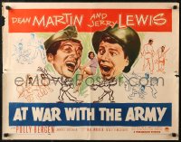 7b1124 AT WAR WITH THE ARMY . 1/2sh 1952 cool art of wacky Dean Martin & Jerry Lewis, ultra rare!