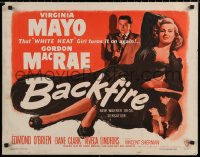 7b1125 BACKFIRE 1/2sh 1950 full-length sexy double-crossing Virginia Mayo seduces Gordon MacRae!