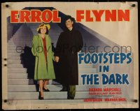 7b1175 FOOTSTEPS IN THE DARK style A 1/2sh 1941 smiling Errol Flynn & Brenda Marshall on stairs, ultra rare!