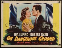 7b1250 ON DANGEROUS GROUND style A 1/2sh 1951 Nicholas Ray noir classic, art of Robert Ryan & Ida Lupino!