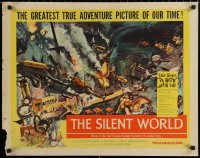 7b1281 SILENT WORLD style B 1/2sh 1956 Jacques Cousteau, Louis Malle, art of scuba divers on reef!