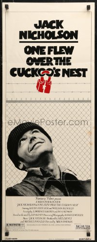 7b1464 ONE FLEW OVER THE CUCKOO'S NEST insert 1975 c/u of Jack Nicholson, Milos Forman classic!