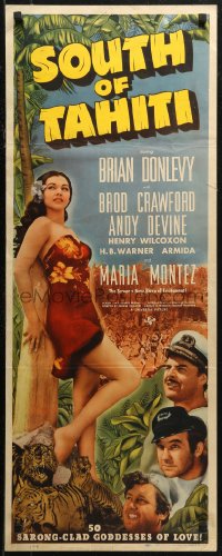 7b1514 SOUTH OF TAHITI insert 1941 sexy tropical Maria Montez w/ Brian Donlevy and cast, rare!